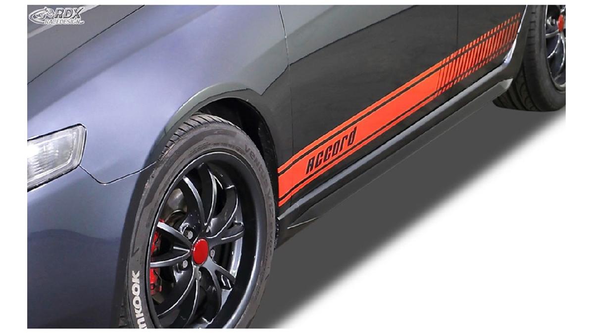 Jupes+lat%C3%A9rales+%27Slim%27+sur+mesure+pour+Honda+Accord+Sedan%2FTourer+2003-2008+%28ABS+noir+luisant%29